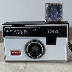 Vintage Real Kodak Instamatic 134 Camera - Black and Silver / Also Bag Charm